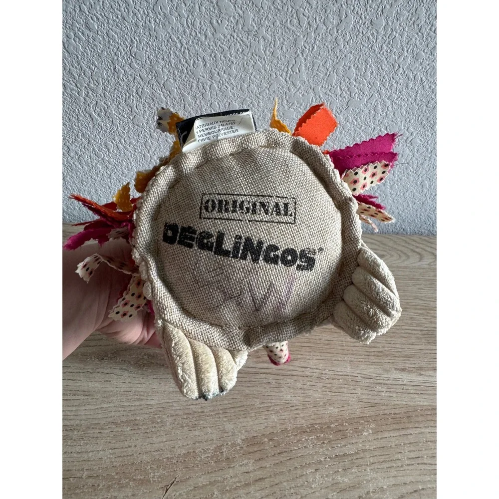 Les Deglingos Spiklos the Hedgehog Plush Tan Corduroy Colorful Fabric Scraps Toy